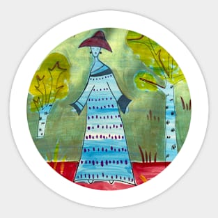 Lady in a hat painting Sticker